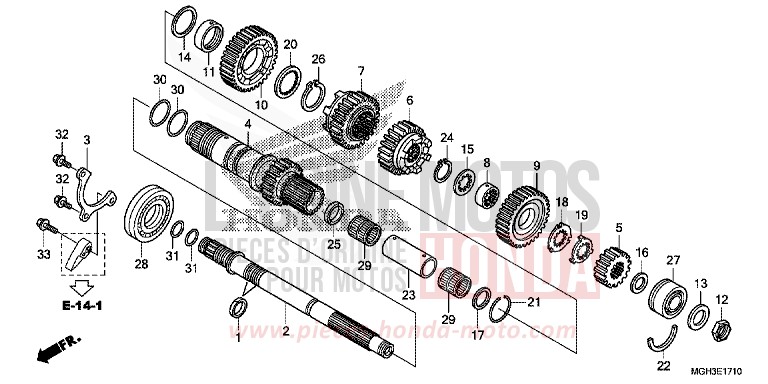 TRANSMISSION (VFR1200XD) (MAINSHAFT) for VFR1200X Dual Clutch PEARL SUNBEAM WHITE (NHA66) from 2012